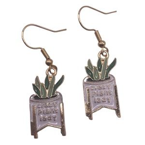 Crazy Plant Lady Enamel Earrings kitsch modern new